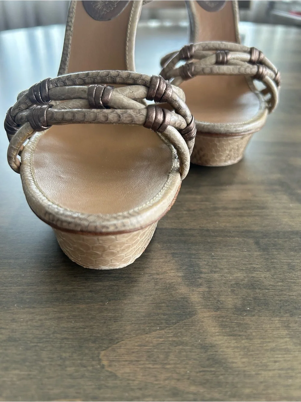 Elie Tahari Beige Braided Ankle-Strap Heels